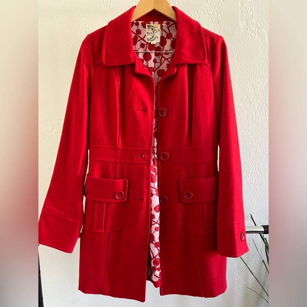 Tulle | Red Felt Peacoat | Size L